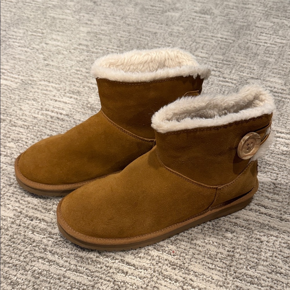 UGag Brown Suede Ankle Boots with Faux Fur Lining
